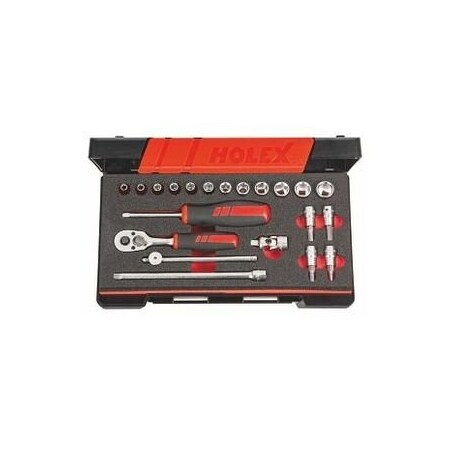 Holex 21 Pc 1/4 inch Drive Socket Set, 6 pt, 4 mm to 13 mm 630268 6